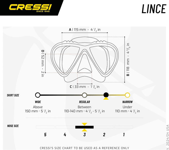 Cressi Tauchmaske Lince Low Volume Made In Italy Rosa, Rosa