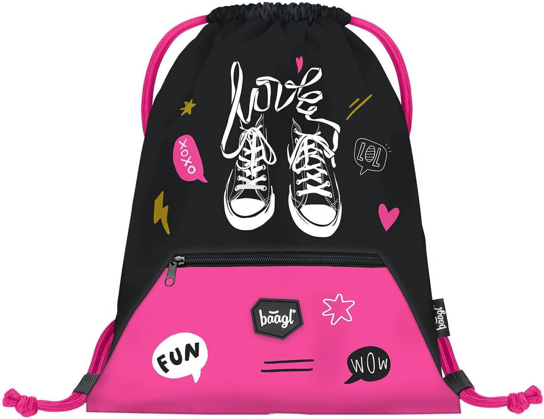 Baagl Federmäppchen Turnbeutel Set 2-teilig Mädchen Sportbeutel - Sneakers | Die Federtasche, das Et