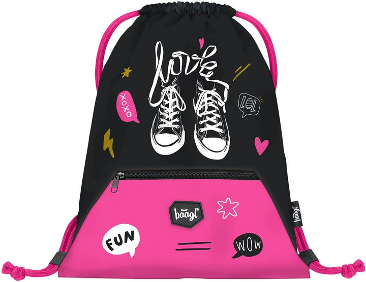 Baagl Federmäppchen Turnbeutel Set 2-teilig Mädchen Sportbeutel - Sneakers | Die Federtasche, das Et
