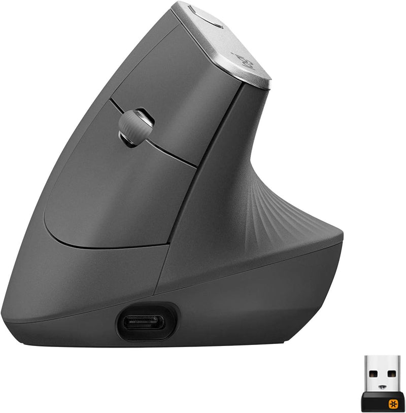 Logitech MX Vertical, Ergonomische Kabellose Maus, Bluetooth und 2.4 GHz Verbindung via Unifying USB