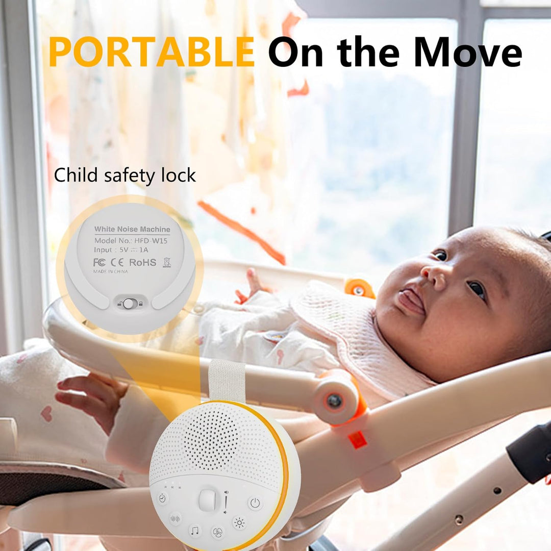 White Noise Machine Baby, USB Aufladbar Einschlafhilfe Babys, Weisses Rauschen Sound Machine mit 21