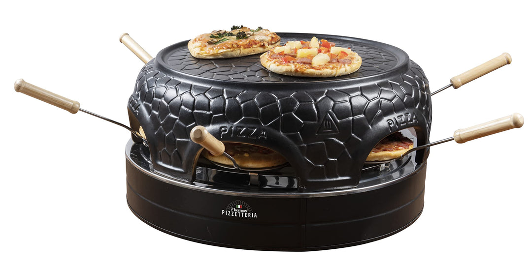 Bestron Pizzaofen für bis zu 6 Personen, Pizza dome für kleine Pizzen (Ø 10 cm), mit Keramik-Kuppel,