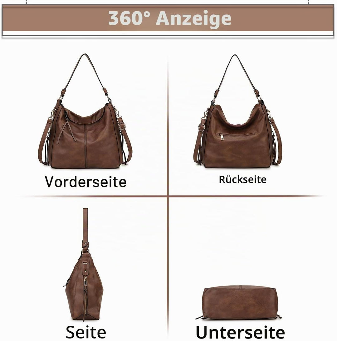 VX VONXURY Handtaschen für Frauen, Medium Vegan Leder Hobo Taschen Geldbörse für Damen Braun, Braun