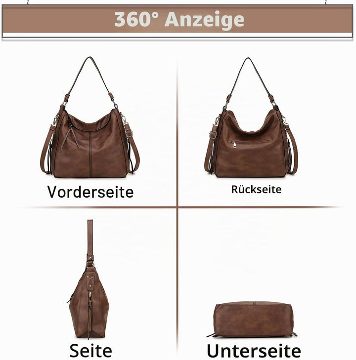 VX VONXURY Handtaschen für Frauen, Medium Vegan Leder Hobo Taschen Geldbörse für Damen Braun, Braun