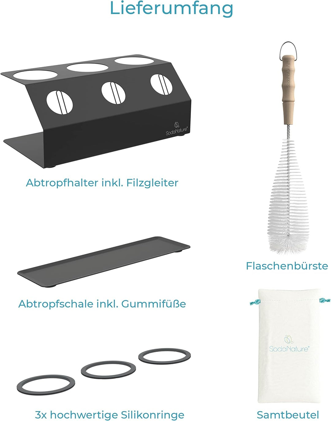 Premium 3er Edelstahl Flaschenhalter für SodaStream Flaschen (Duo & Crystal) | Set Timeless in Anthr