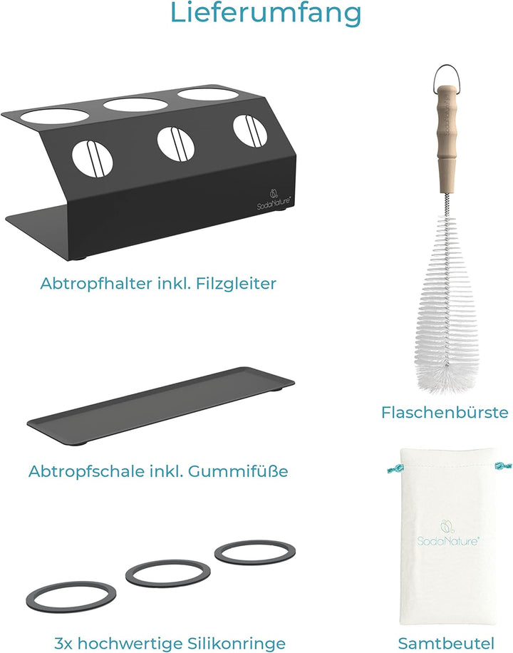 Premium 3er Edelstahl Flaschenhalter für SodaStream Flaschen (Duo & Crystal) | Set Timeless in Anthr