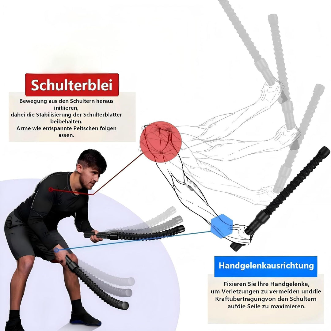 Battle Ropes, Ropeless Battle Ropes,Übungsseil Tragbar Fitnessgeräte,Cardio & Kraftübungen,Noise-fre