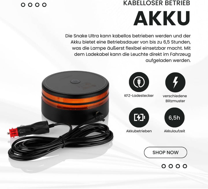 Snake Ultra ECE R65 - Akkukennleuchte von Raptors LED Technik® | Kennleuchte mit Fernbedienung | Sau