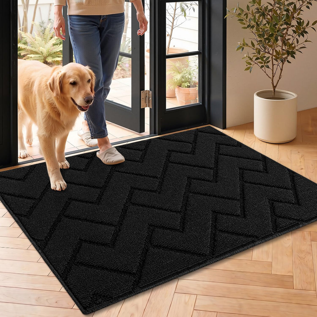 Biscpro Fussmatte Schwarz 60x90cm Innen und Aussen Waschbar Fussmatte Wasserdicht Türmatte Rutschfes