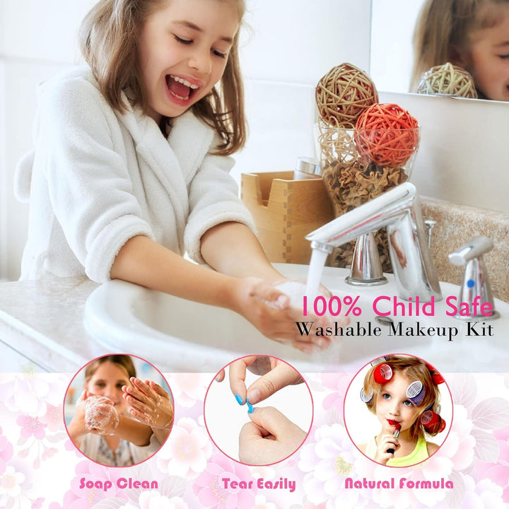 Kinderschminke Set Mädchen Schminkkoffer Mädchen - 57 PCS Waschbar Schminke Kinder Make Up Set Mädch
