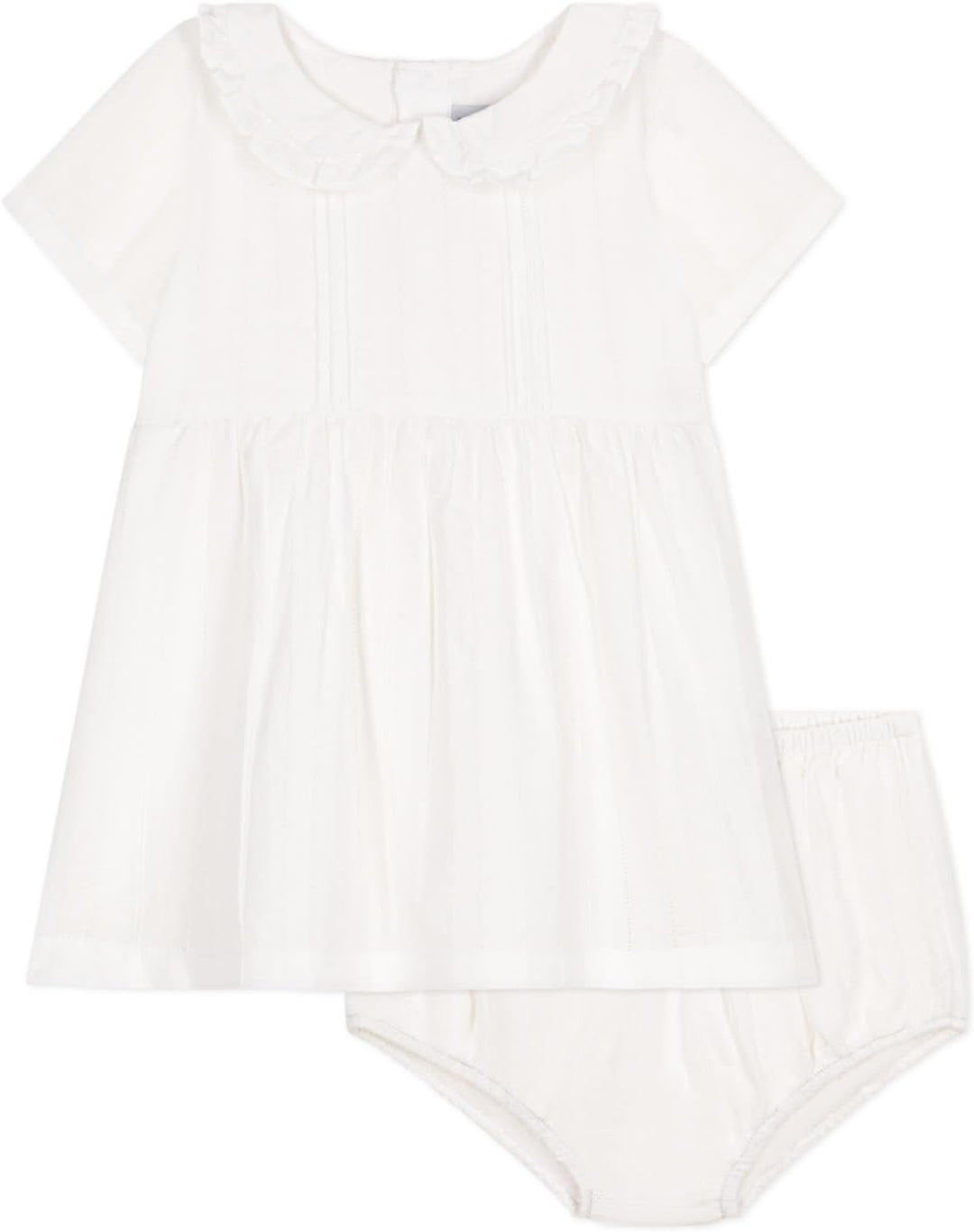 Petit Bateau Baby - Mädchen A0cll Kurzarmkleid und Bloomer (1er Pack) 18 Monate Weiss, 18 Monate Wei