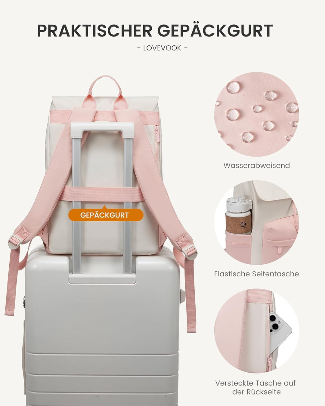 LOVEVOOK Rucksack Damen, Schulrucksack Teenager Wasserdicht Mädchen Schultasche Leichter Backpack mi