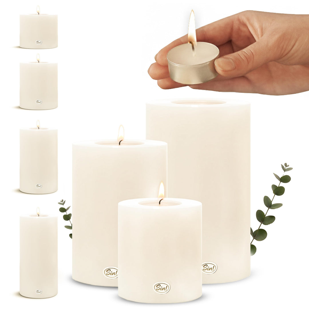 Sin Teelichthalter 3er Set Trend Ø 6cm Höhen 6 cm - 8 cm - 12 cm. Die Kerze die Nicht schmilzt! Daue