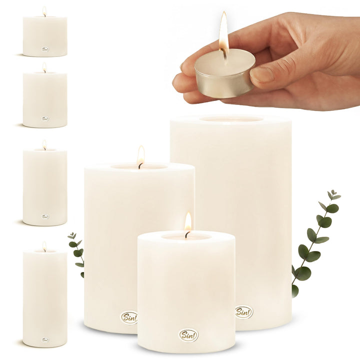 Sin Teelichthalter 3er Set Trend Ø 6cm Höhen 6 cm - 8 cm - 12 cm. Die Kerze die Nicht schmilzt! Daue