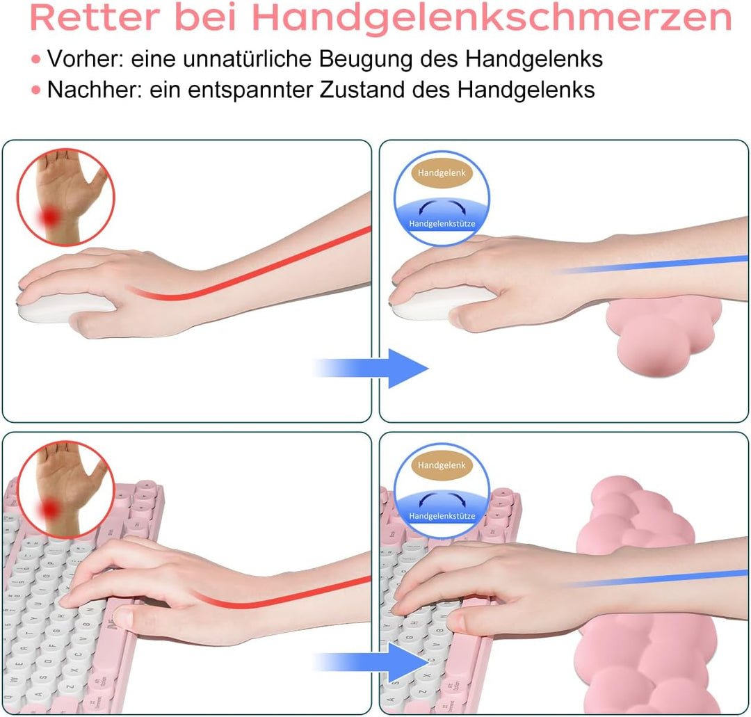 JIKIOU Cloud Handgelenkauflage Tastatur aus Leder mit rutschfester PU-Basis, bequemer Memory-Schaum