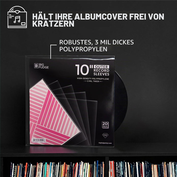 BIG FUDGE Packungen mit 20 externen 10-Zoll-LP-Vinyl, langlebig und knitterfrei, transparentes und h