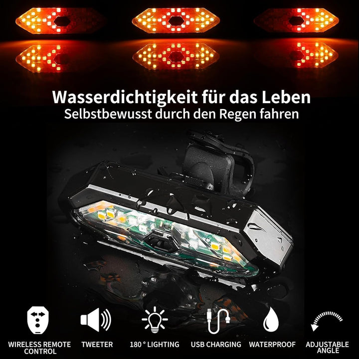 Blinker E Scooter, IPX4 USB Wiederaufladbar E Scooter Blinker mit Funkfernbedienung &amp; Automatische B