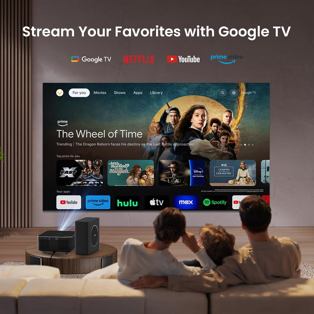 Yaber K3 Pro Projektor mit Subwoofer Set Smart Projektor mit Google TV, 30W Lautsprecher Sound von J