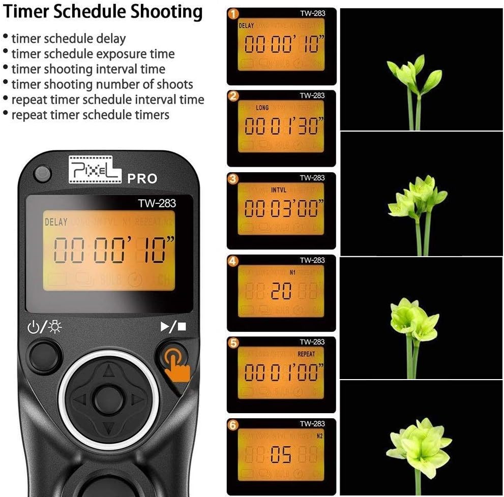 Pixel TW-283 S2 Kamera Auslöser Fernsteuerung Timer Intervalometer Fernauslöser für Sony a1 a9 a9M2