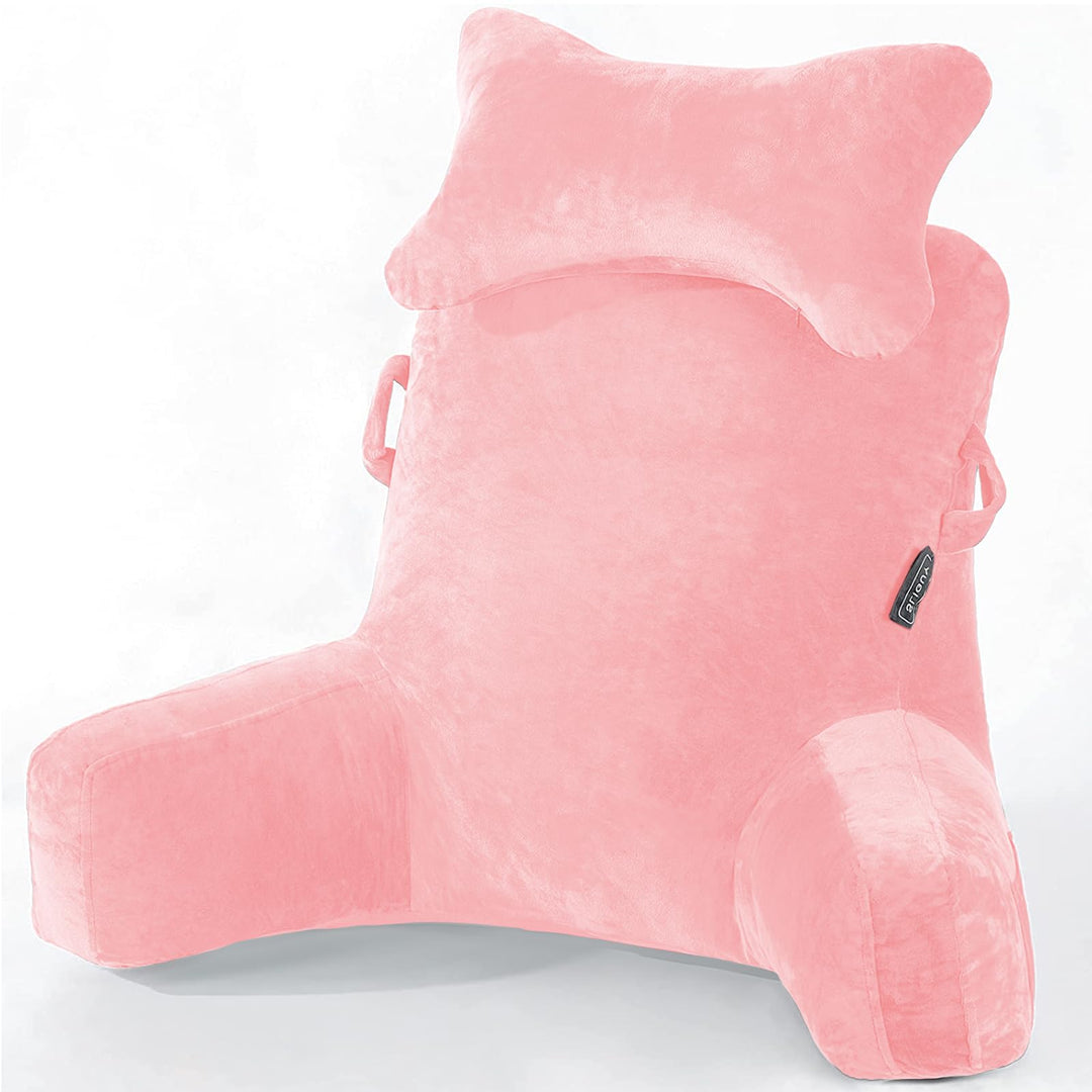 SLIGUY Lesekissen-Bettruhe-Kissen mit abnehmbarer Nackenrolle &amp; höherem Stützarm zum Sitzen im Bett,