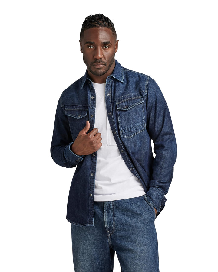 G-STAR RAW Herren Slim Denim Hemd, Blau (worn in deep sea D23616-D252-G133), S