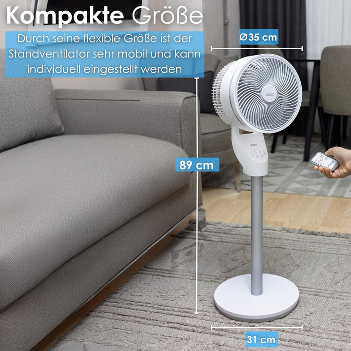 Zilan Standventilator leise mit Fernbedienung kraftvoller Ventilator mit Timer 60W energiesparend 3