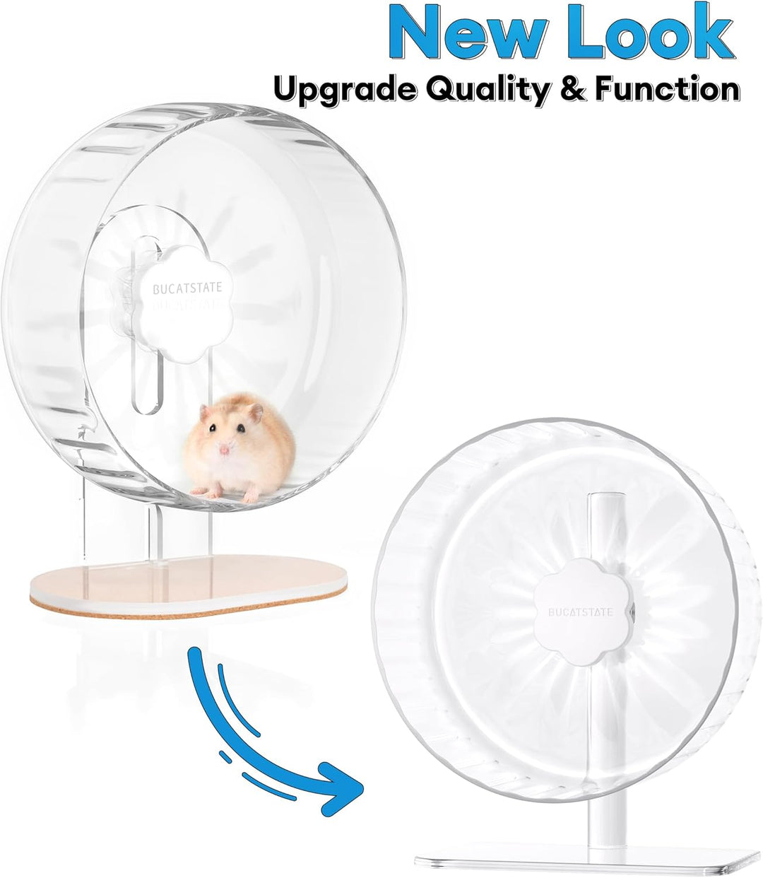 Bucatstate Hamsterrad, 26cm Laufrad Hamster Leise Hamster Spielzeug Transparent, rutschfeste Laufsch