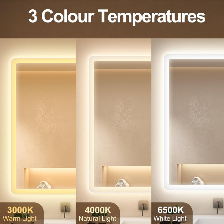 STARLEAD Badspiegel-mit-Beleuchtung 140x80cm, Badezimmerspiegel mit Entfoggen, Bluetooth, Dimmbar, 3