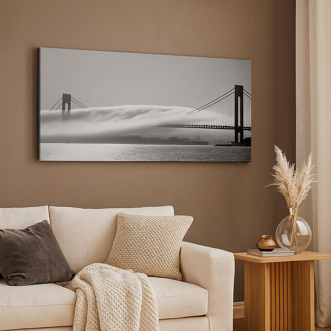 Wandbilder Dekoration Wohnzimmer Usa goldenes tor brücke Panorama Bilder auf Leinwand 120x50cm Leinw