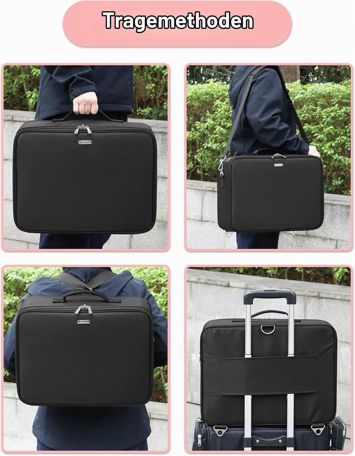 Relavel XXL Make-up-Koffer, Professioneller Kosmetik-Organizer mit Pinselhalter, 4 durchsichtigen Ta