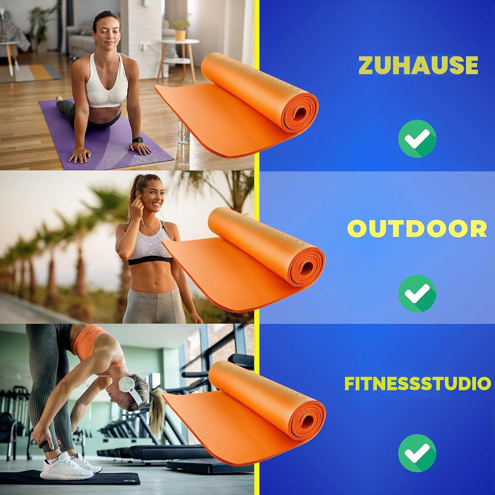 FIZYO Yogamatte 183x61x1 cm – Rutschfeste Fitness- &amp; Trainingsmatte aus NBR-Schaum – Gymnastikmatte