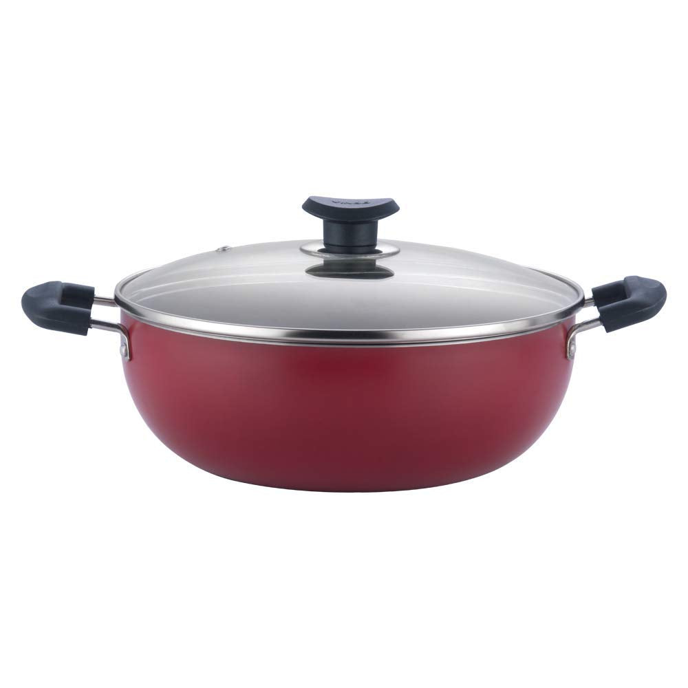 Vinod Zest Inducto Kadai mit Deckel, antihaftbeschichtet, induktionsfreundlich, Grösse: 28 cm Size: