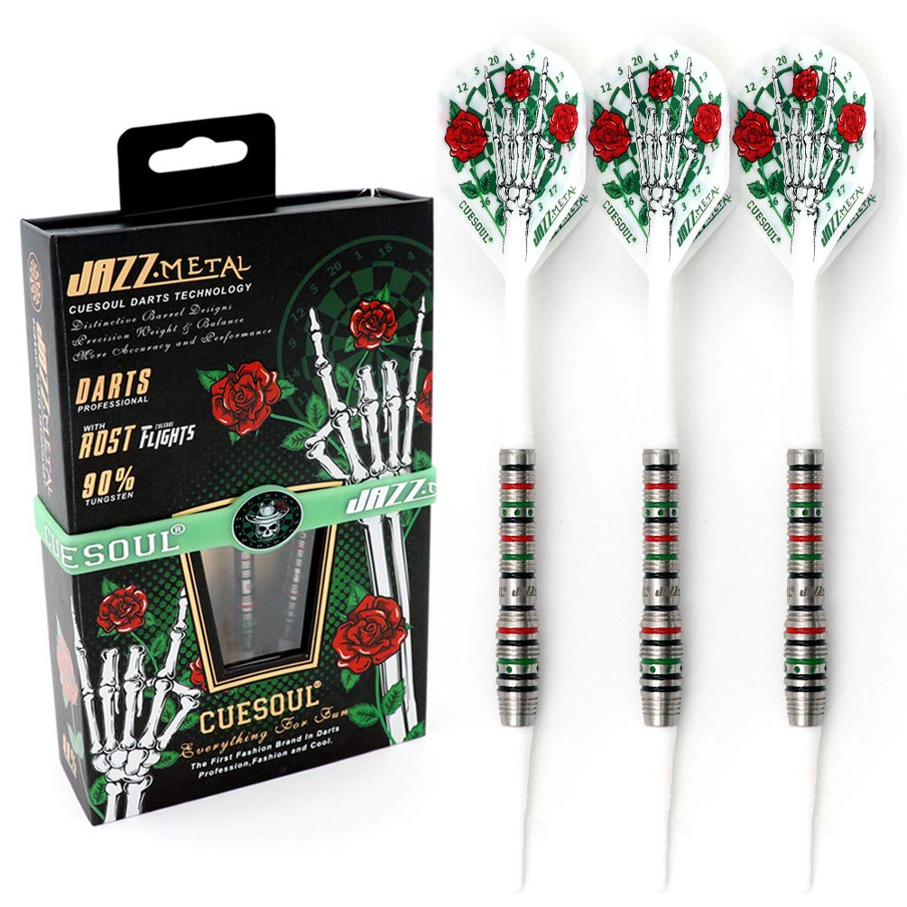 CUESOUL Jazz-Metal 19g Soft Tip 90% Wolfram Dart Set mit integrierten ROST Flights CSJM-JMRWDT19, CS