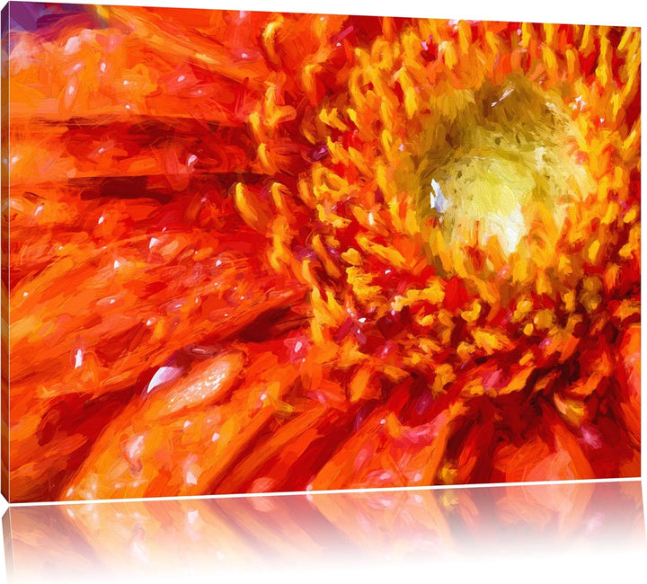 Pixxprint Red Flower Gerbera als Leinwandbild/Grösse: 100x70 / Wandbild/Kunstdruck/fertig bespannt,