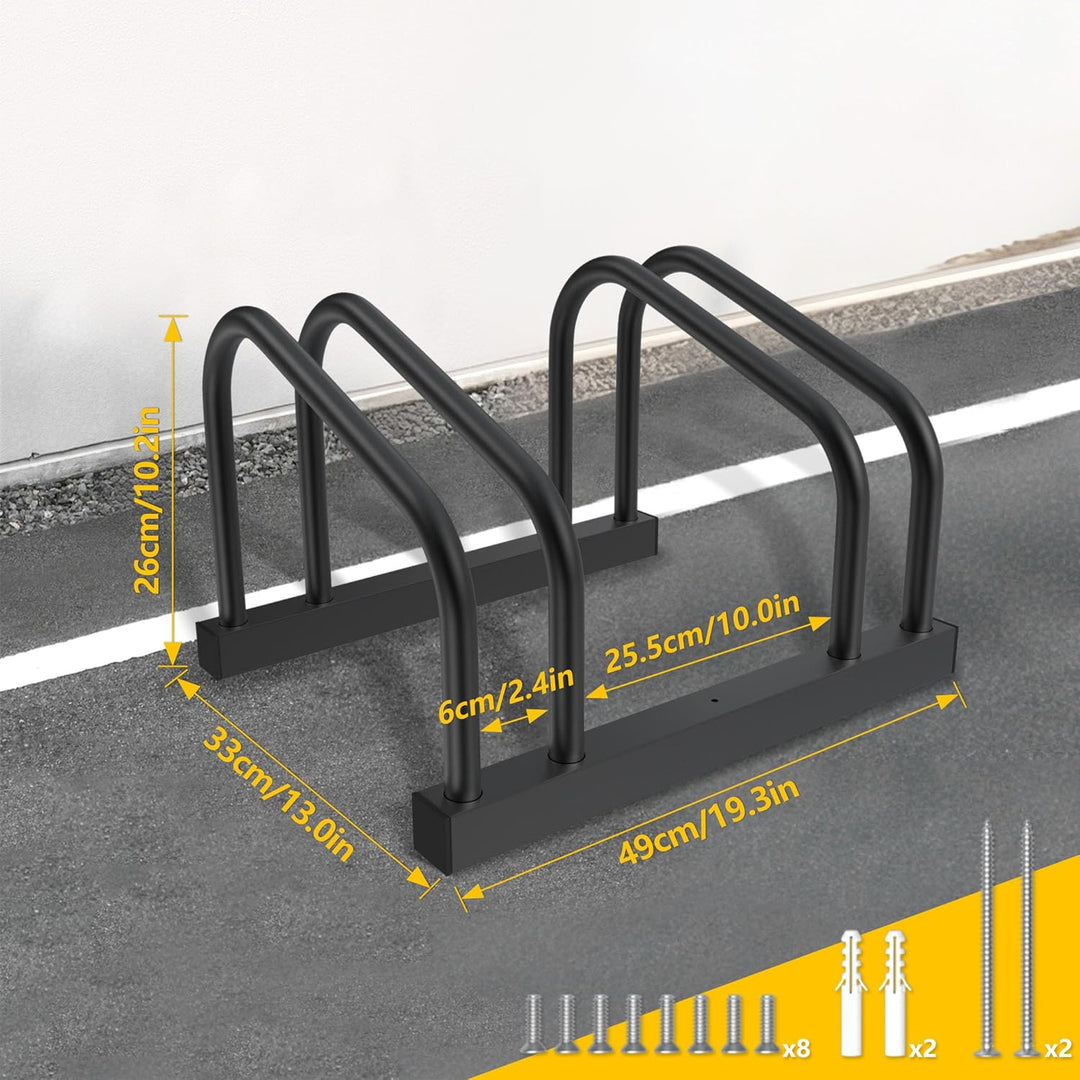 HENGMEI Fahrradständer Für 2 Fahrräder Stahl Mehrfachständer Radabstand für 30-65mm Reifenbreite Büg
