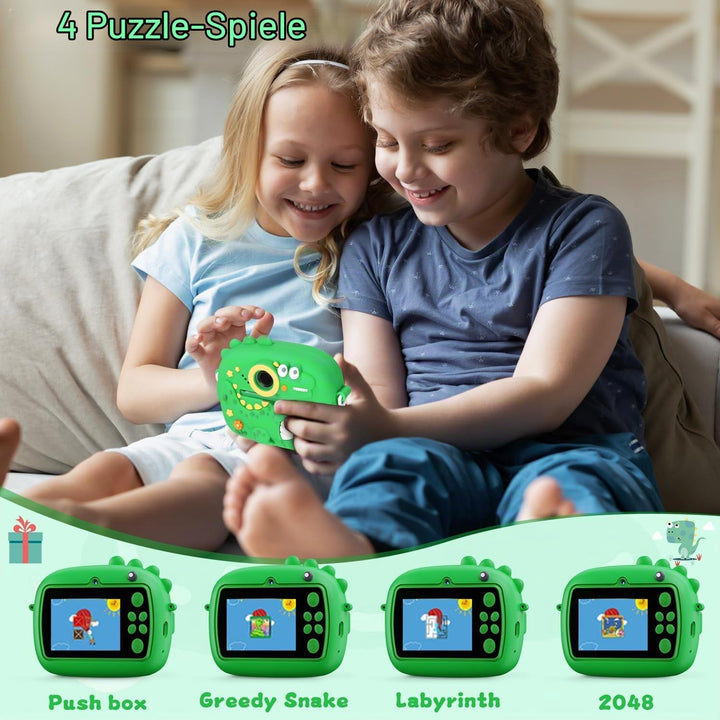 Kinderkamera Sofortbildkamera, 2,4 Zoll Digitalkamera Kinder, Dinosaurier VideoKamera 1080P HD, Sofo