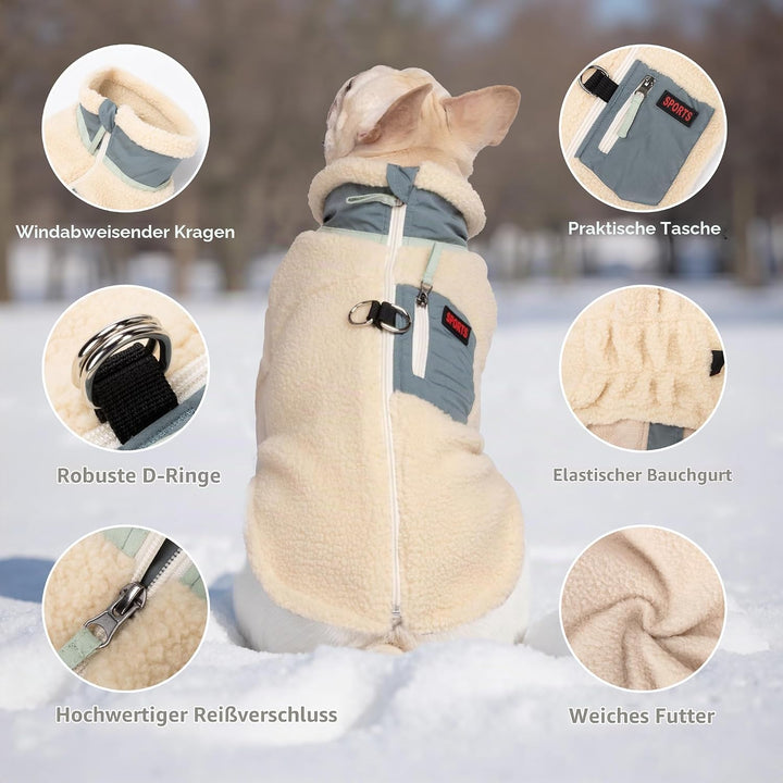 FEimaX Warme Hundemantel Winddichte Haustier Winter Fleece Hundejacke Winterweste mit D-Ring Hundekl