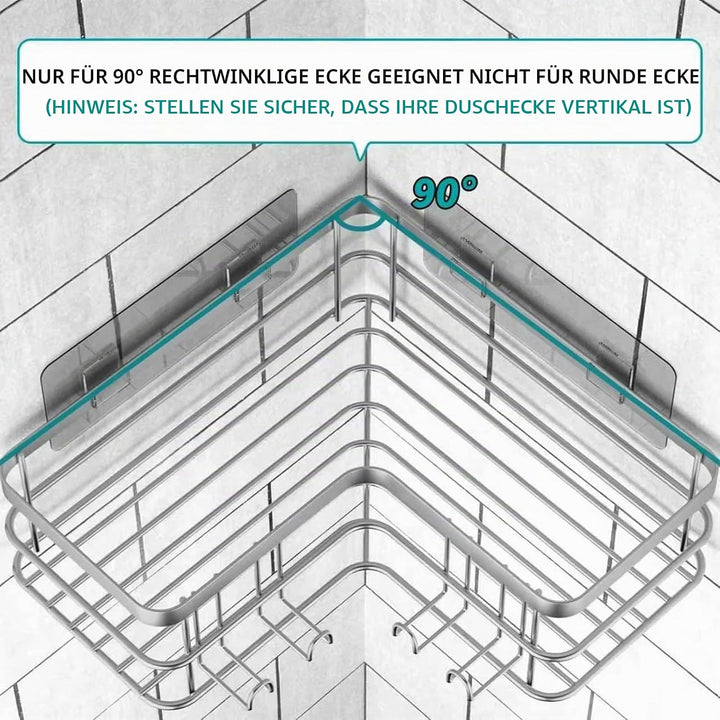 Yazoni Duschablage Ohne Bohren 2 Stück - Duschregal Ecke mit Haken, Duschablage Edelstahl für Badezi