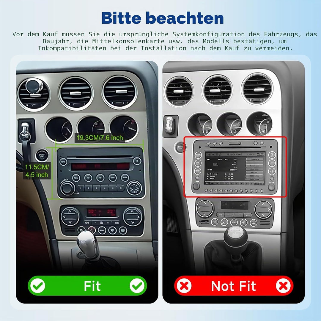 VECHTEL Autoradio 2G+64G Android 15 für Alfa Romeo 159 2004-2011, 7 Zoll HD Touchscreen Auto Radio m