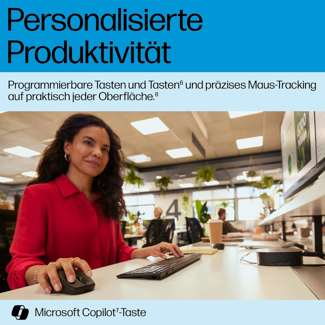 HP 720 Kabellose Tastatur und Maus Set – Wiederaufladbar, Multi-Device, QWERTZ Deutsches Layout, Blu