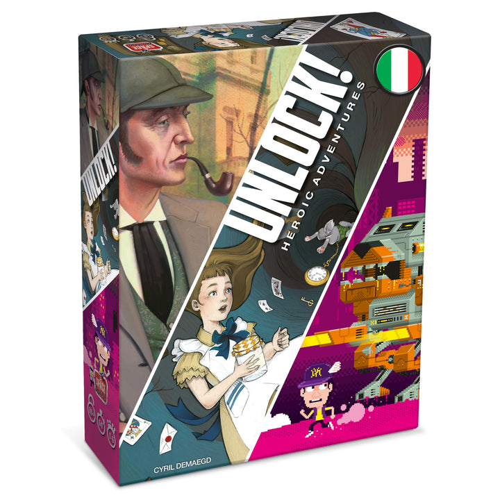 Asmodee Scunl05It Unlock Heroic Adventures Brettspiel Edition auf Italienisch, Mehrfarbig Entsperren