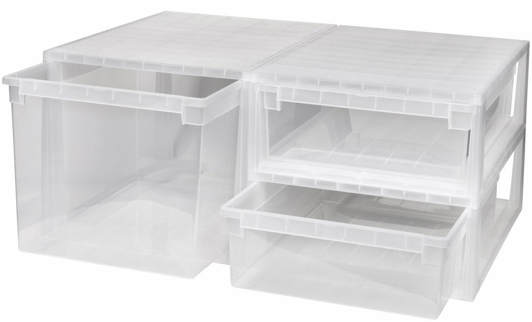 3 Stück Schubladenboxen mit Nutzvolumen 2 Stück mit 22 (XL) und 1 Stück mit 50 (XXL) Liter. Passend