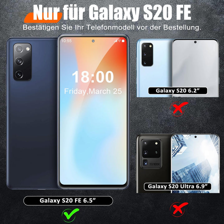 Giyer Handyhülle für Samsung Galaxy S20 FE Hülle mit Schutzfolie, Galaxy S20 FE 4G/5G Schutzhülle mi