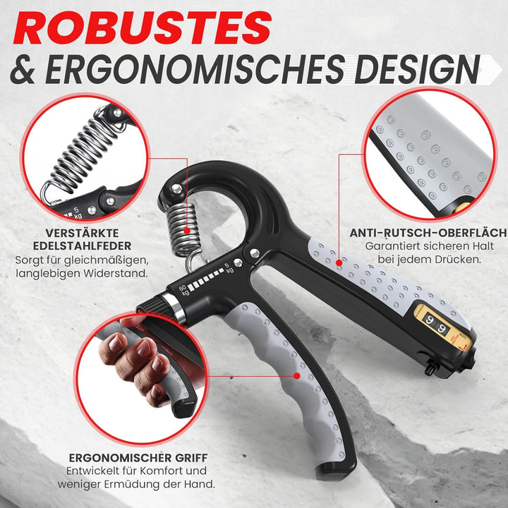 FUNFLEX Handtrainer Fingertrainer, Griffkraft Trainer 2er Set, 5-60kg Einstellbarer Widerstand Unter