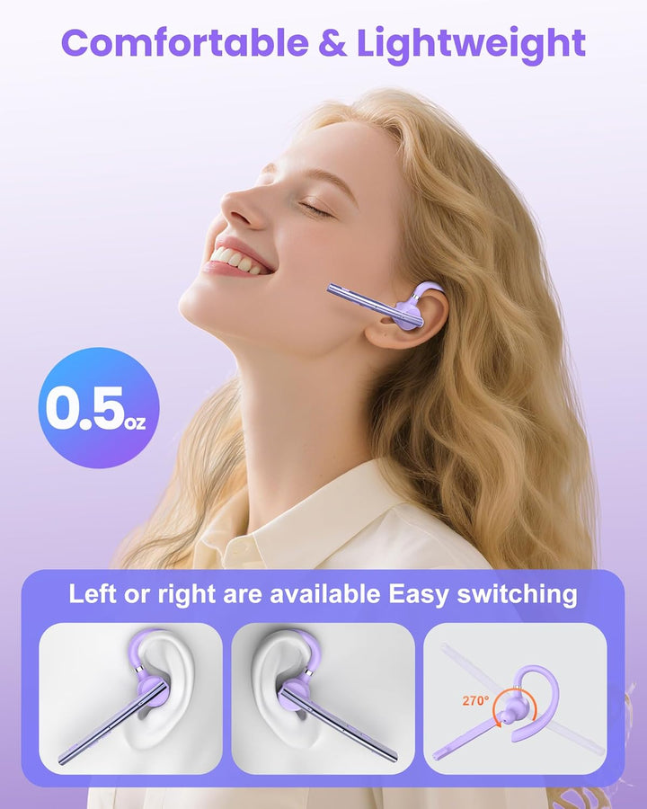 New Bee Bluetooth Headset mit 72h Spielzeit Bluetooth V5.1 Freisprech Headset Handy mit LED Ladecase