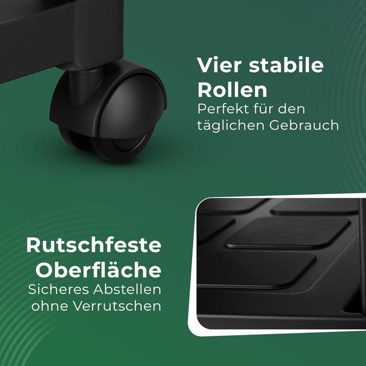 Novaliv 2x Rollwagen mit 4 Etagen Schwarz, Badezimmer-Regal Badregal Bad Küche Ordnungswagen Beistel