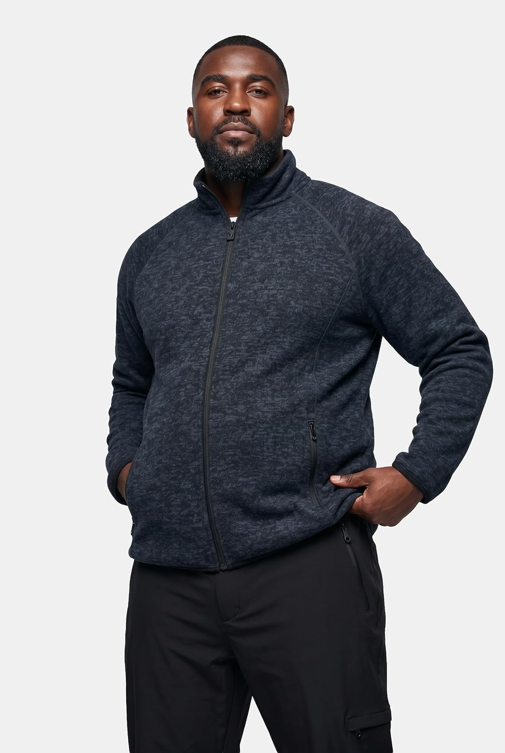 JP 1880 Herren grosse Grössen Übergrössen Menswear L-8XL Jay-PI Strickfleece-Jacke dunkel Marine XLT