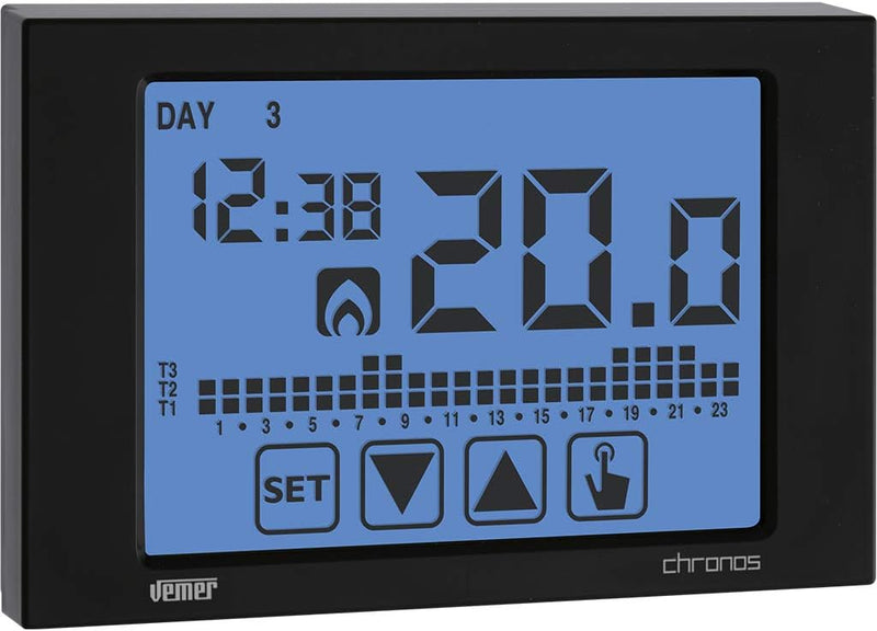 VEMER VE454500 CHRONOS - Digital Heizungsthermostat, Raumthermostat mit Touchscreen-LCD-Anzeige, Str