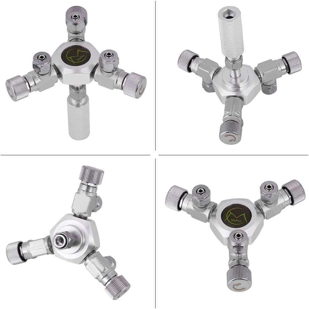 Pssopp Aquarium CO2 Splitter Verteiler 2 Wege 3 Wege CO2 Verteiler Regler Rückschlag Ventil Aluminiu