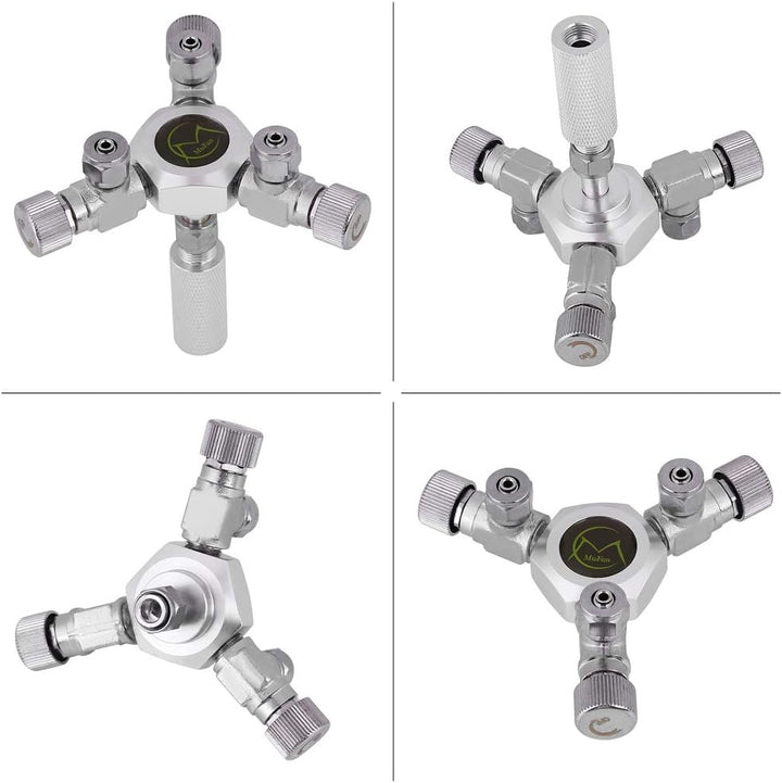 Pssopp Aquarium CO2 Splitter Verteiler 2 Wege 3 Wege CO2 Verteiler Regler Rückschlag Ventil Aluminiu